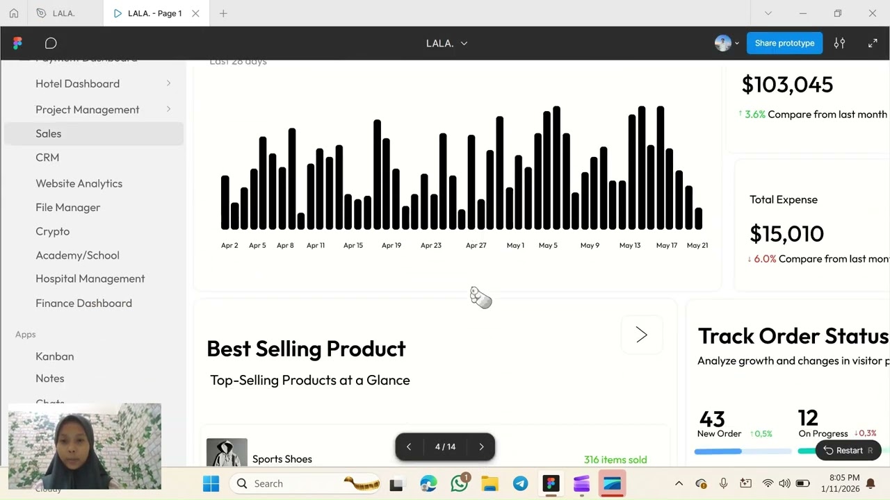 Laporan Mingguan, Wihdatul Maula Z. || Figma Duplikasi Dashboard ShadCN UI Kit.