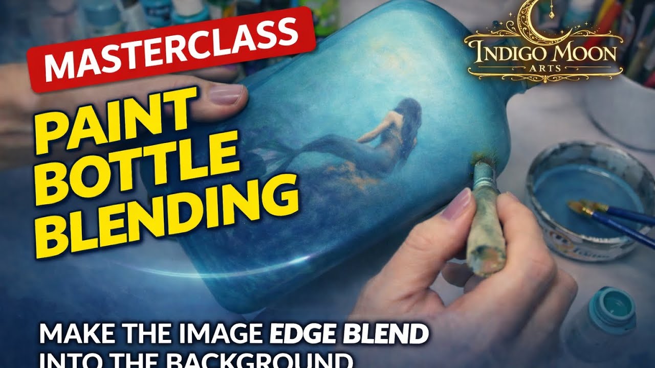 Decoupage Bottle Masterclass: How to Blend Paint & Hide the Paper Edge | Seamless Blending 