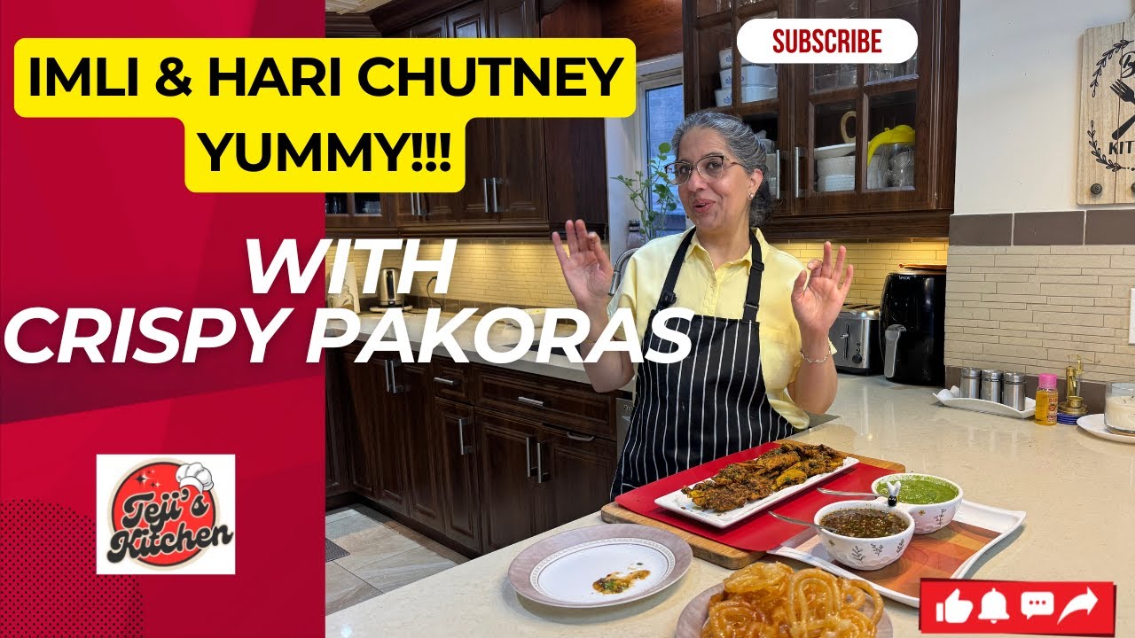 Imli & Hari Chutneys with Crispy Pakoras Yummy! Mouth Watering!!