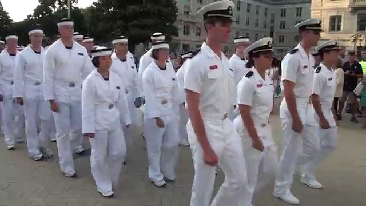 USNA Class of 2018 I-Day March into Bancroft After Oath - Door Slams Shut