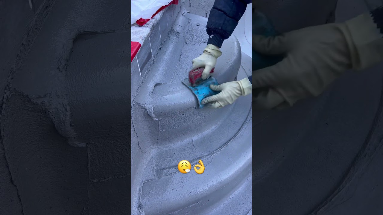 Satisfying mini pebble plaster application. Pool plastering at its finest 😮&zwj;💨👌