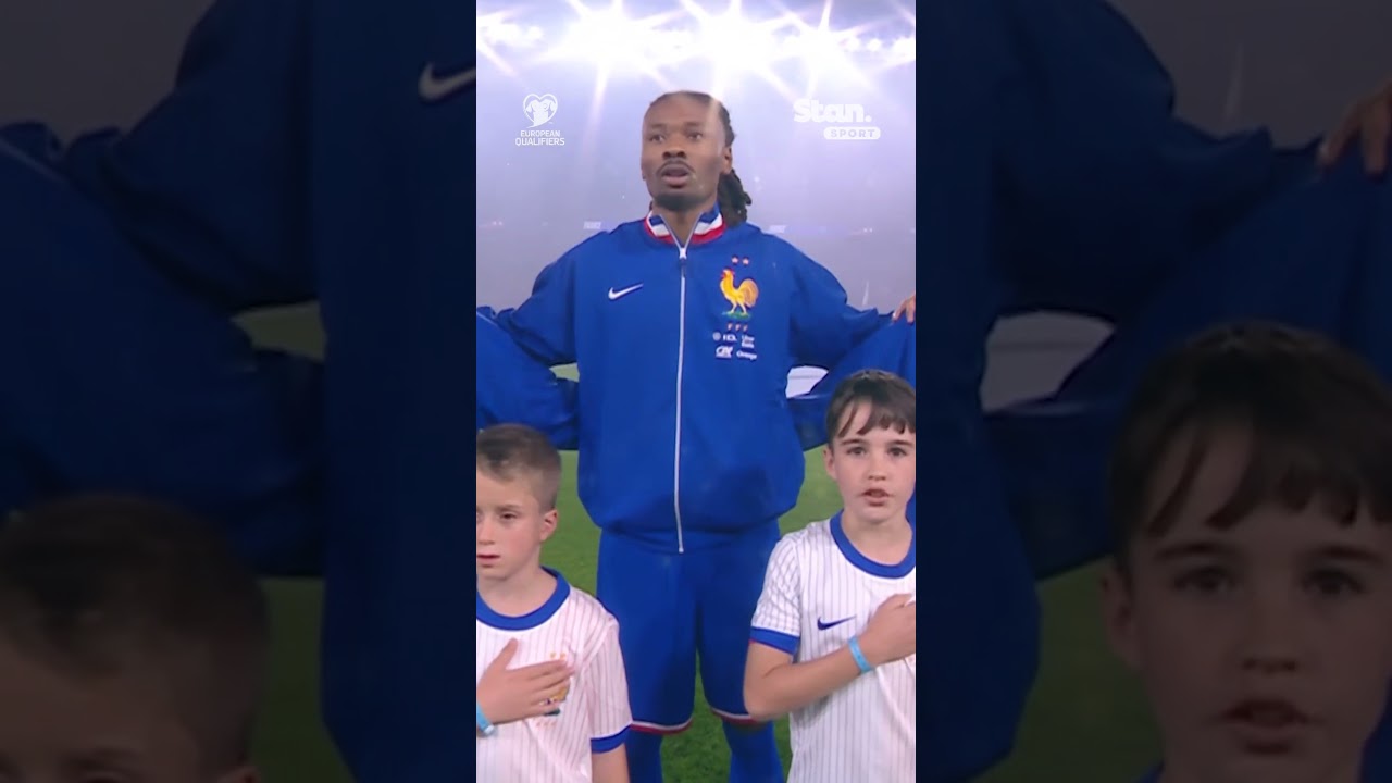 Mascots hit the Mbappe celebration during France anthem 🤣🇫🇷 #StanSportAU #WCQ