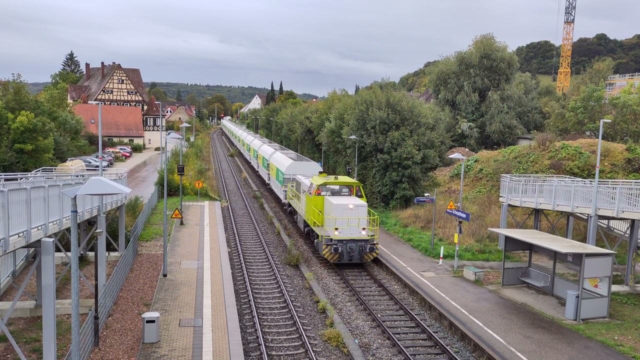 Captrain-Zementklinkerzug DGS 55455 als Umleiter auf der Brenzbahn am 01.10.24