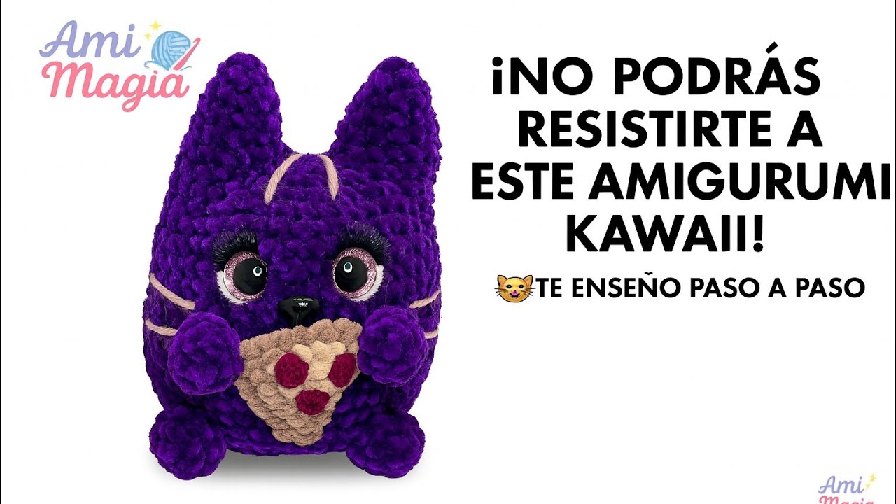 Teje este adorable gatito con pizza! 🐱🍕 | Parte 1 paso a paso 🧶✨| @AmiMagia 