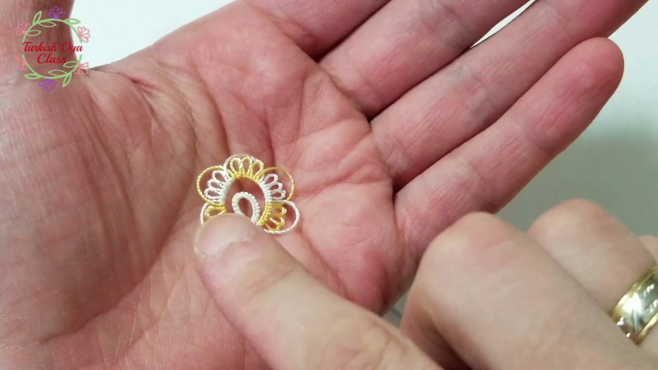 Mekik oyası-22 Mekik oyası ile küçük ve zarif bir motif(tatting sample)