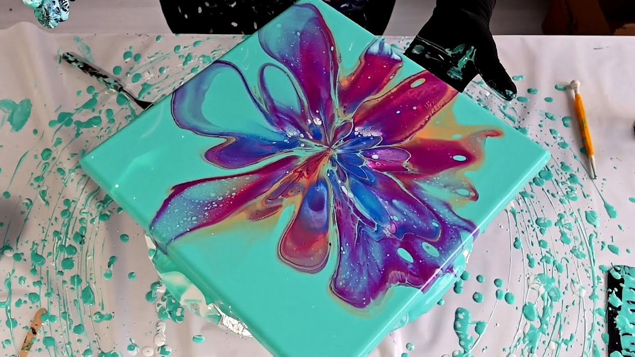 Hide & Reveal 🌸 Easy Acrylic Pouring Flower Painting | Fluid Art