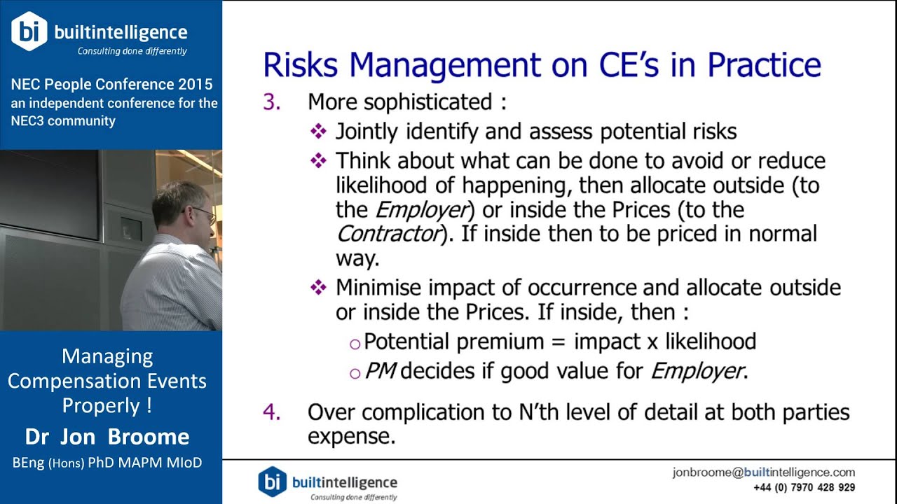 NEC3 Managing Compensation Events Properly! – Jon Broome (Built Intelligence)