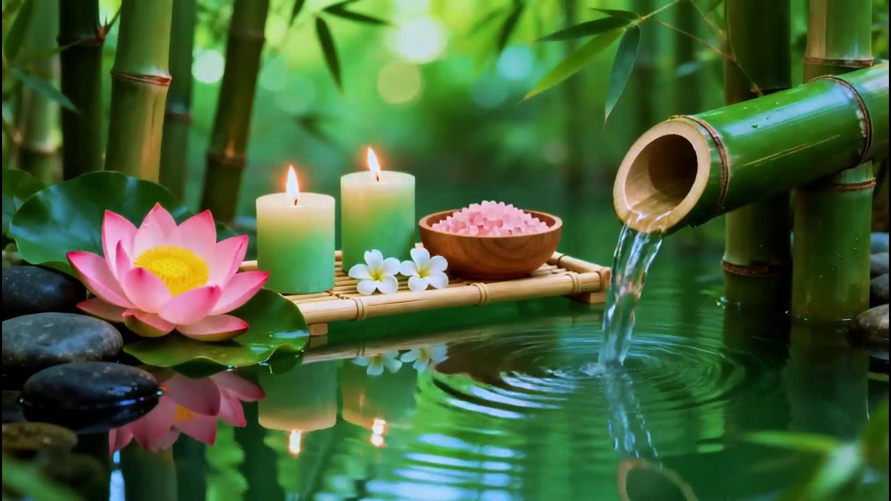 Relaxing Sleep Music with Bamboo Water Sounds 🌿Deep Healing Music for Calm Mind,Spa Ambience & Yoga