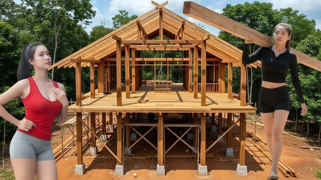 REWIND TIMELAPSE – From Raw Timber to a Beautiful Wooden Stilt House in the Central Highlands