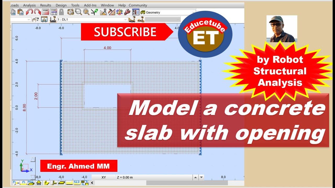 Model a concrete slab with opening by Autodesk Robot Structural Analysis Professional 2022/Part-1