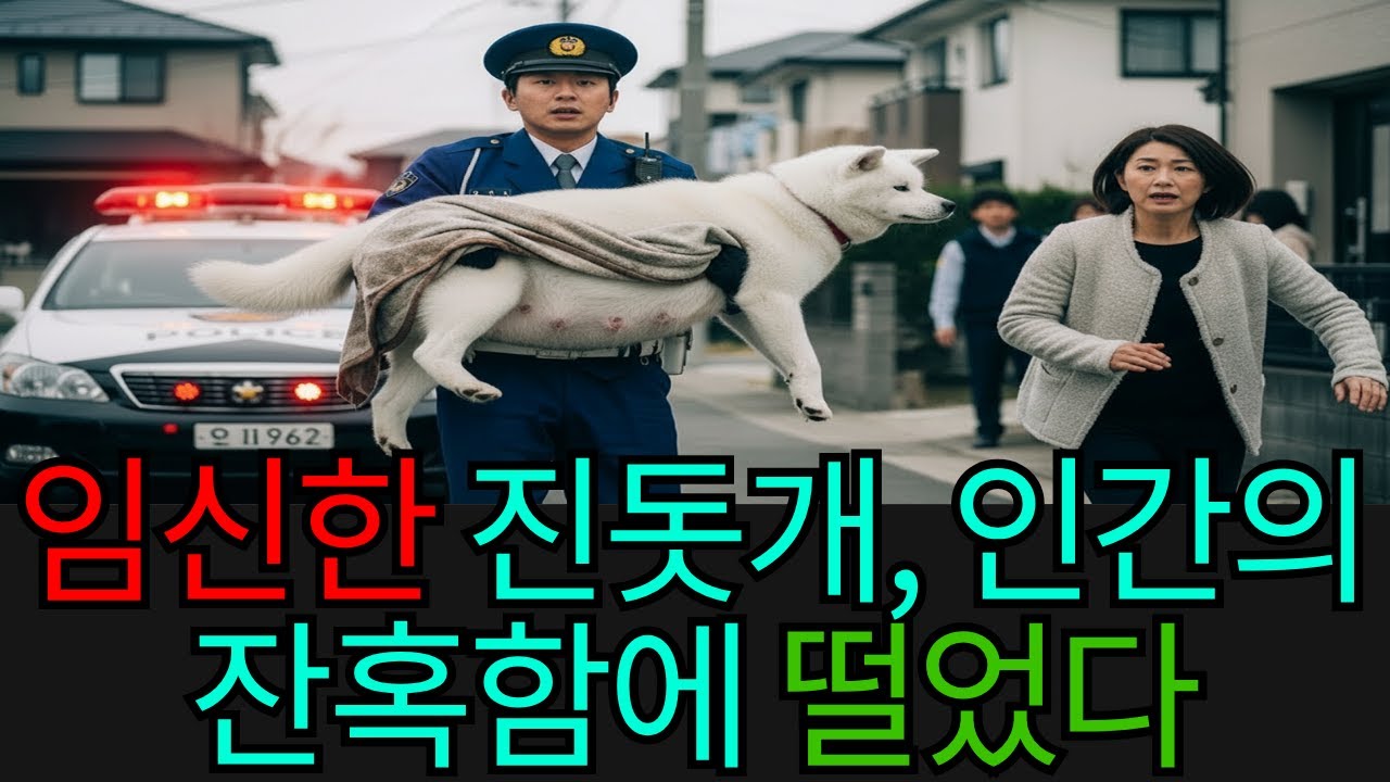 임신한 진돗개는 인간의 잔혹함에 떨고 있었다… 그러나 경찰이 출산을 돕자 기적이 일어났다!