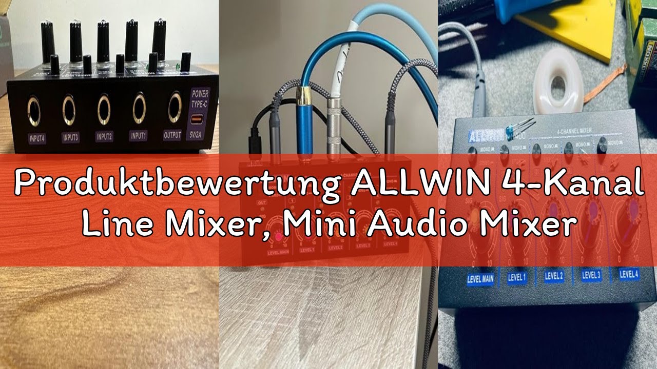 Produktbewertung ALLWIN 4-Kanal Line Mixer, Mini Audio Mixer Low Noise DC5V 4in1out Unterstützung vo