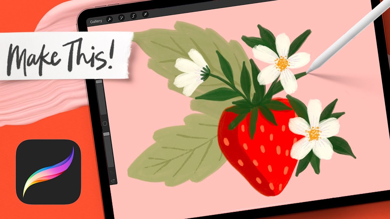 Рисование гуашью «Клубника» в Procreate