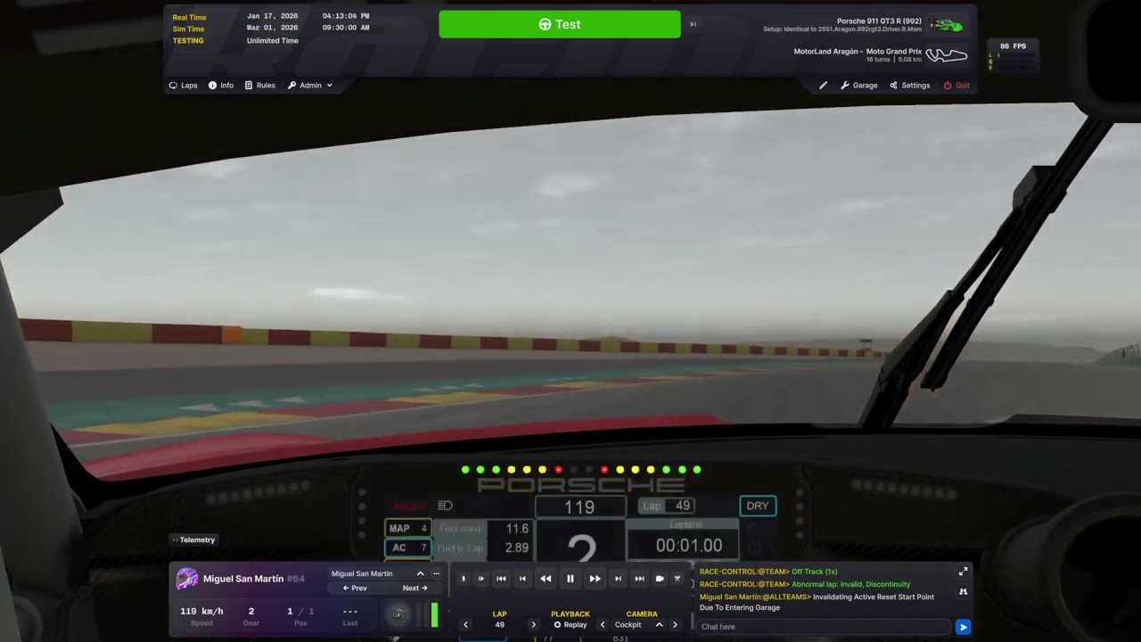iRacing Porsche gt3 at Aragon FREE SETUP