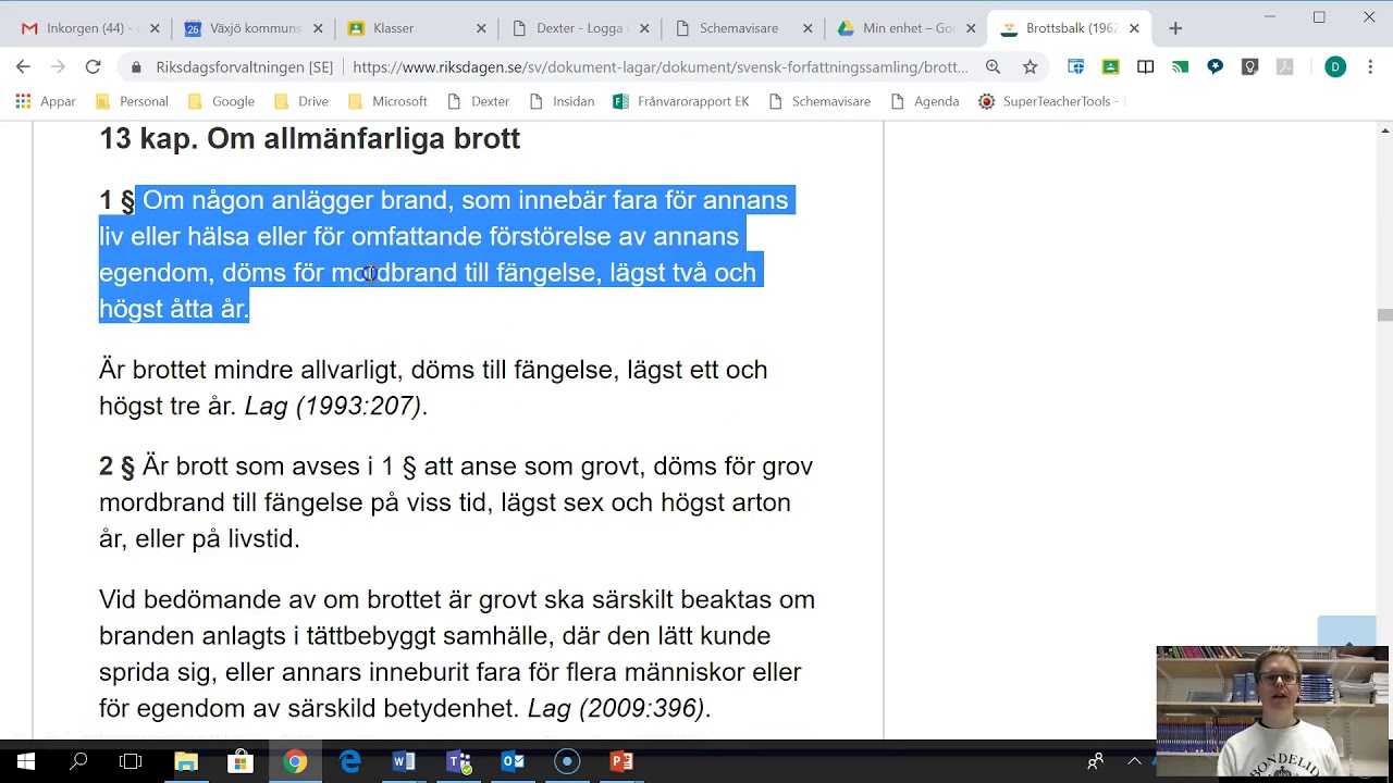 Straffr&auml;tt - Del 4 - Brottsbalkens indelning