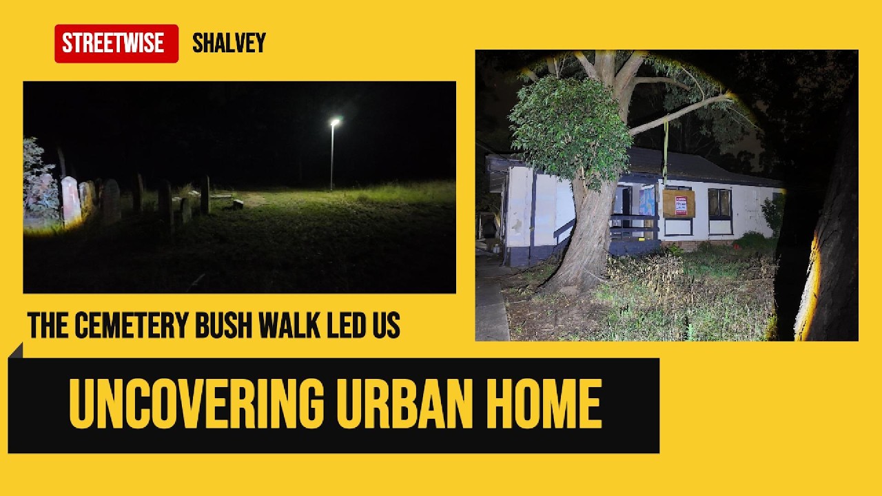 outskirts of a cemetery, bush walk and an abandon home
