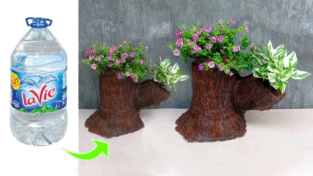 Cement Ideas, Make Beautiful Flower Pots from Plastic Bottles and Cement For Your Garden