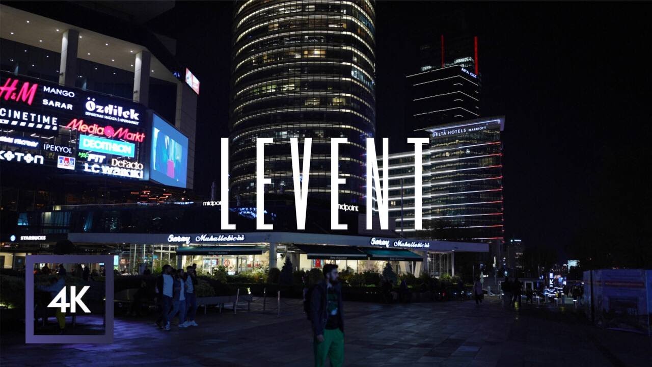 ⁴ᴷ🇹🇷 Levent Towers (Central Business District) at Night | Istanbul, Turkey | Walking | Soundscape 4K