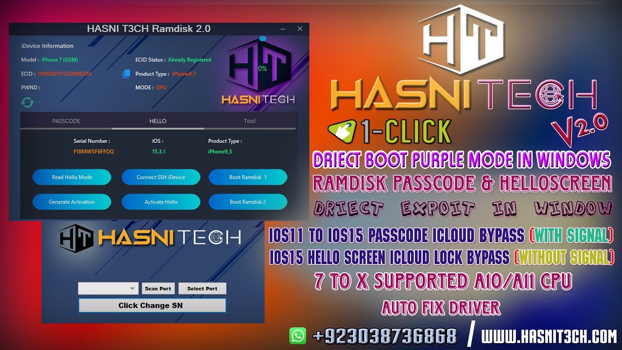 HASNI T3CH Ramdisk V2 0 Windows Tool Bypass Hello Screen IOS 15 Without Jailbreak Auto Fix Driver