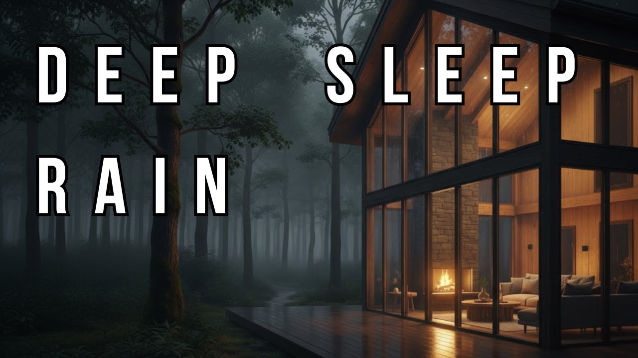 Deep Sleep Rain 🌧️ Cozy Modern Cabin in a Dark Forest | Night Rain Ambience (4K)