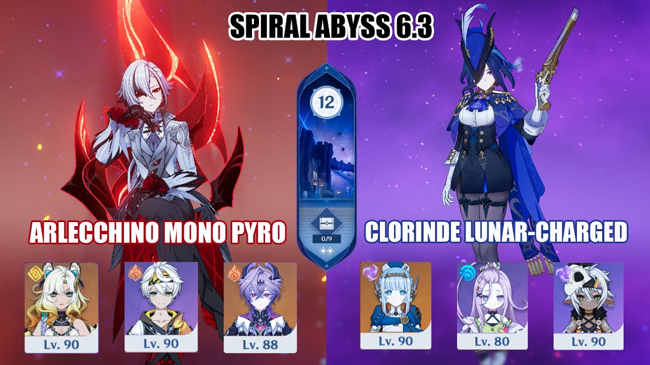 C0 Arlecchino Mono Pyro & C0 Clorinde Lunar-Charged - Spiral Abyss 6.3
