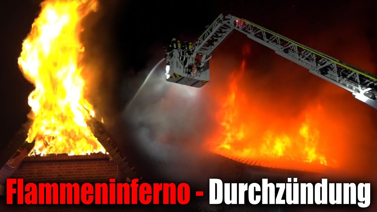 [DURCHZÜNDUNG] WOHNHAUS in VOLLBRAND - METERHOHE Flammen - Vollalarm Feuerwehr Lotte