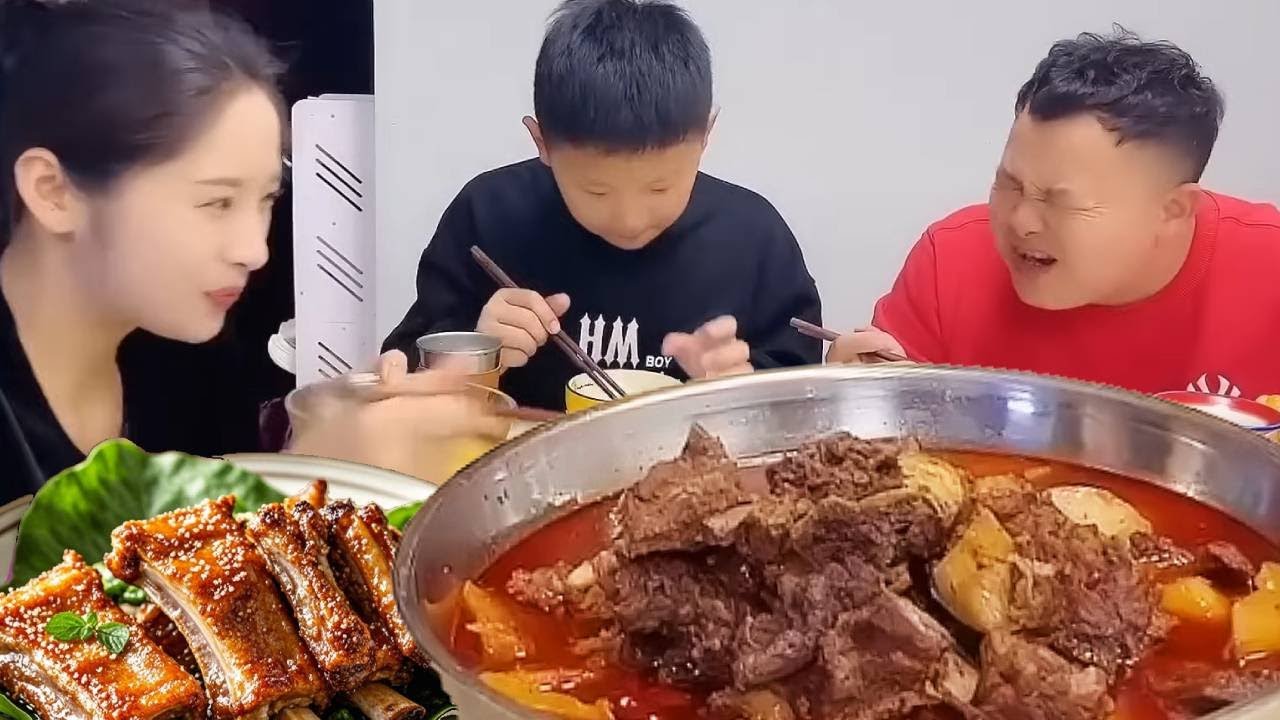My stupid husband wouldn't let me eat braised pork, so my smart son taught him a lesson