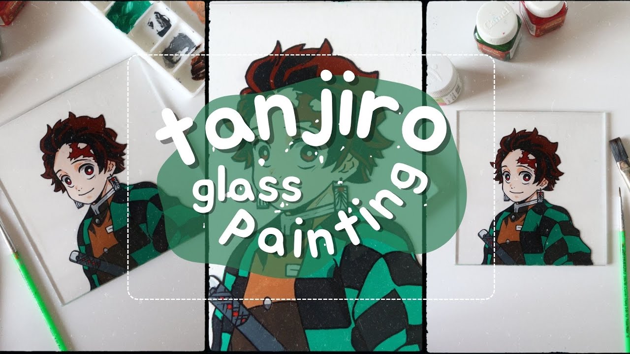 Tanjiro Kamado Glass Painting | Glass Painting Tutorial | Paint with me | PicturaArt