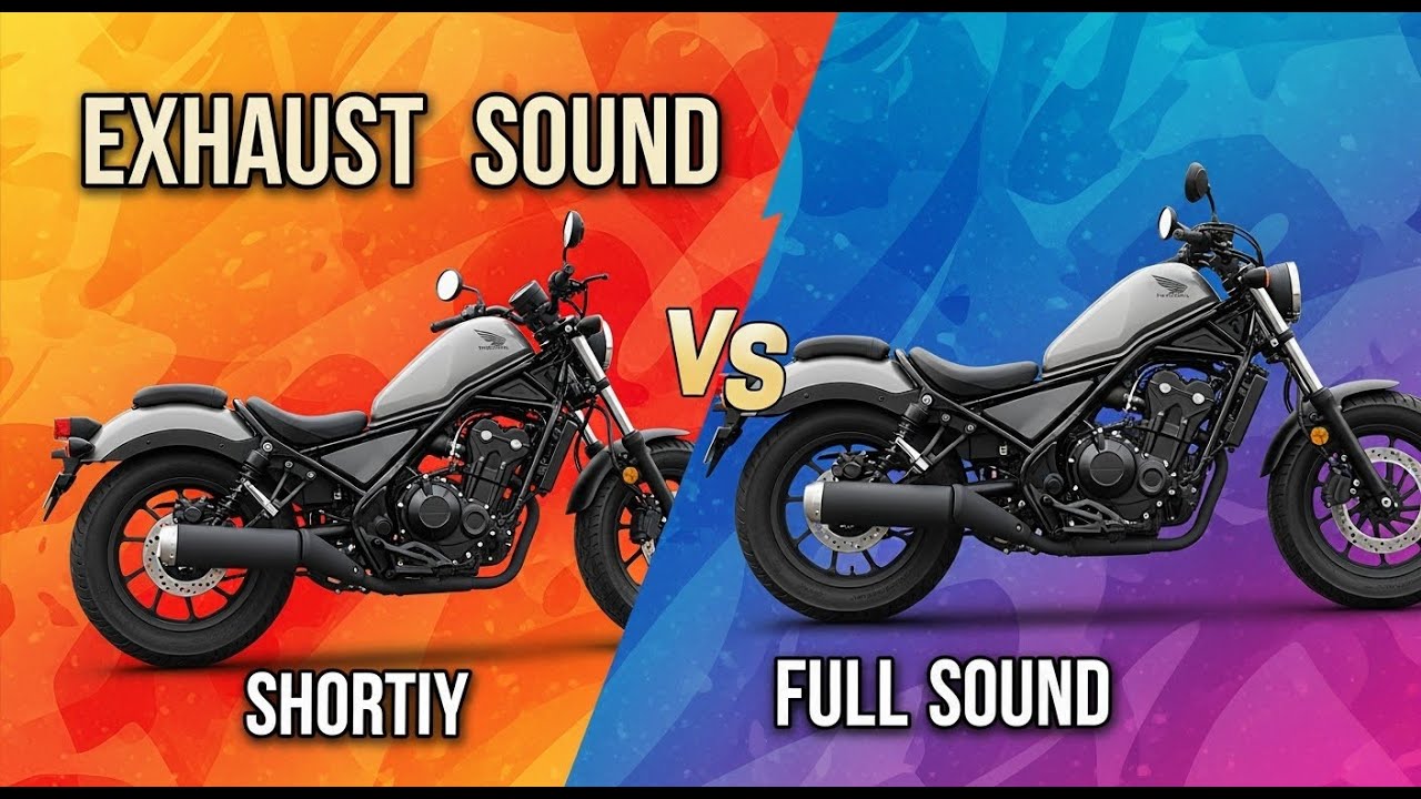 Honda Rebel 500 stock exhaust vs no exhaust vs shorty gp exhaust
