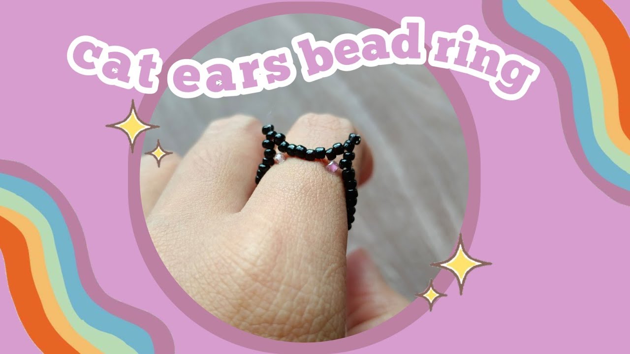 cat ears bead ring tutorial | cincin manik- manik telinga kucing