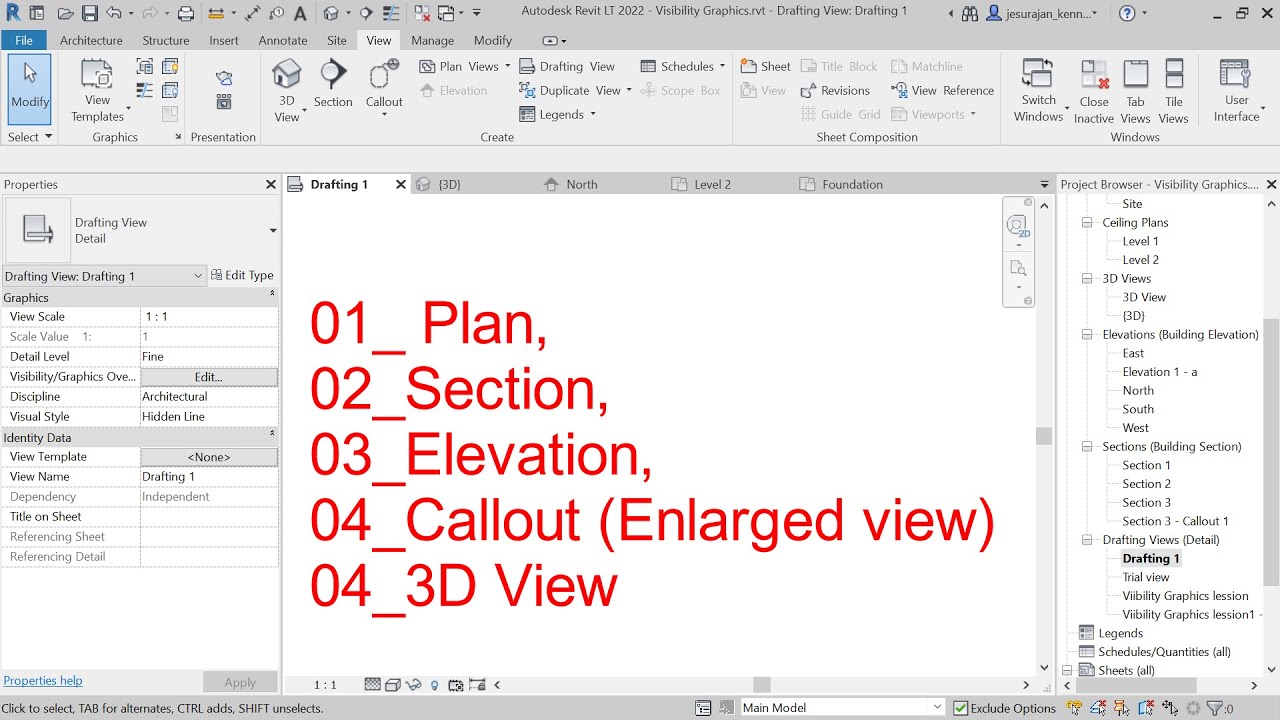 Create Plan, Section, Elevation, 3D View in Revit