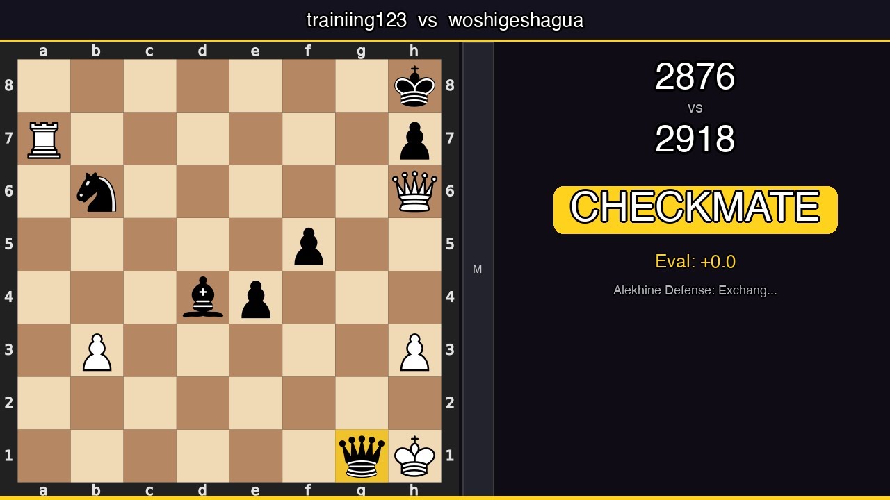 trainiing123 (2876) vs woshigeshagua (2918) | Alekhine Defense: Exchange Variation | Lichess Top Gam