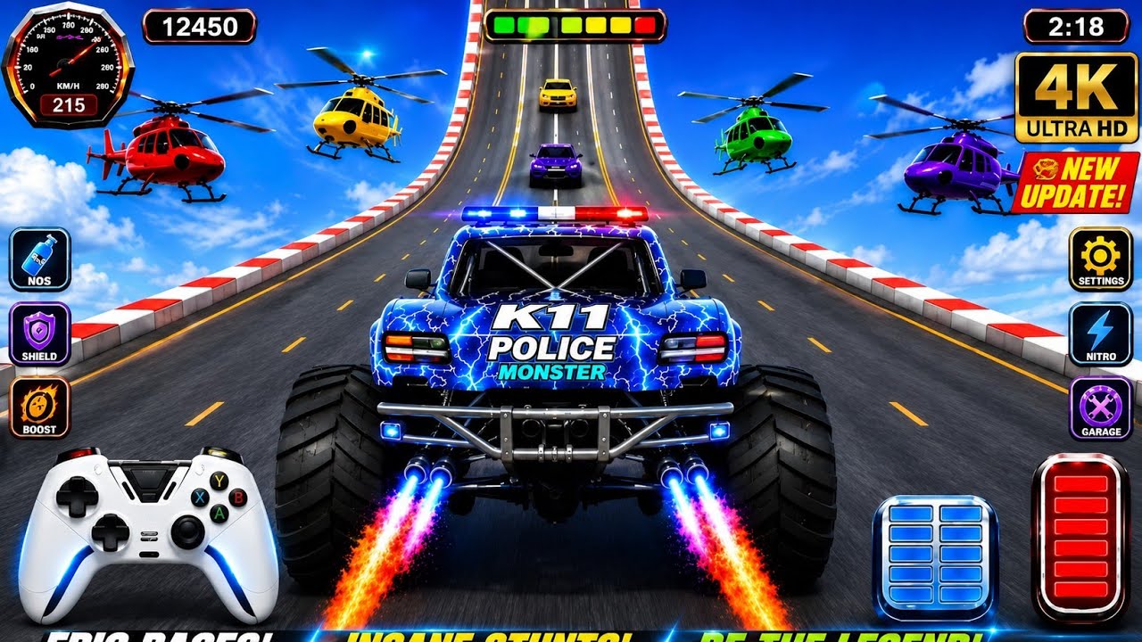 Mega Ramp Monster Car Racing 3D - Extreme Car Stunts -Android Gamepla #MegaRamp #3DGames #CarRacing