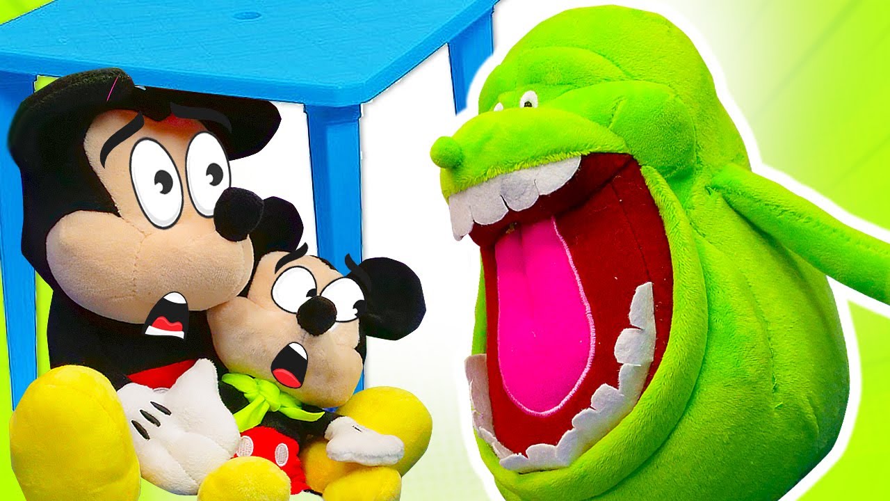 Mickey Maus Familie. Spielzeuge für Kinder. Das Brokkoli Monster