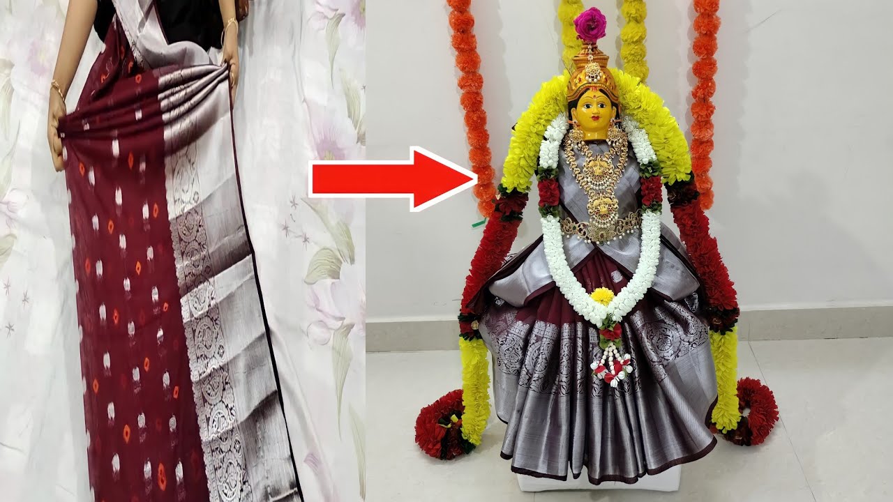 Quick and Easy Varamahalakshmi Saree Draping|How to drape saree for Varamahalakshmi