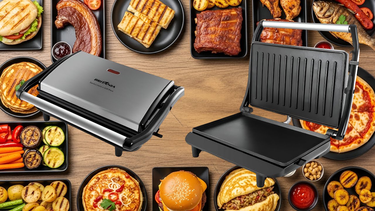 TRANSFORME SEUS LANCHES! 🥪🥩 CONHEÇA A SANDUICHEIRA E GRILL BRITÂNIA PRESS 2 EM 1 BGR27I 🔥