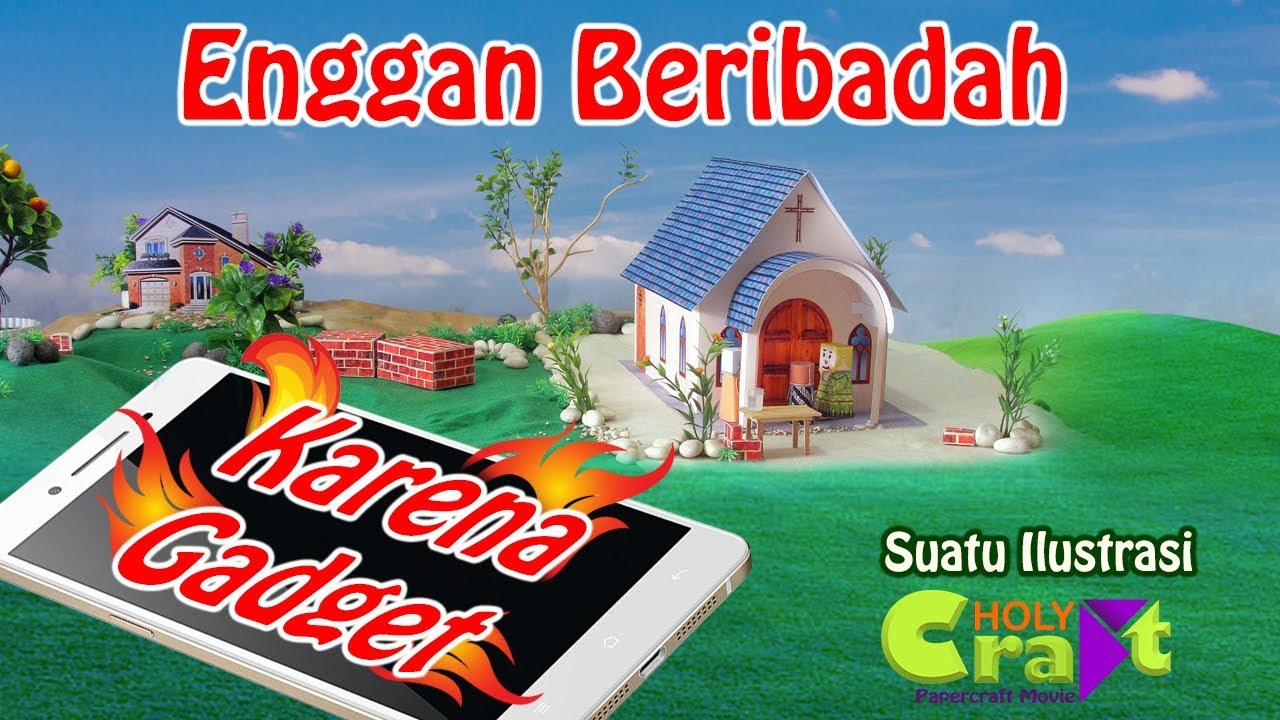 Enggan beribadah karena Gadget | Ilustrasi  Sekolah Minggu | dari Holycraft