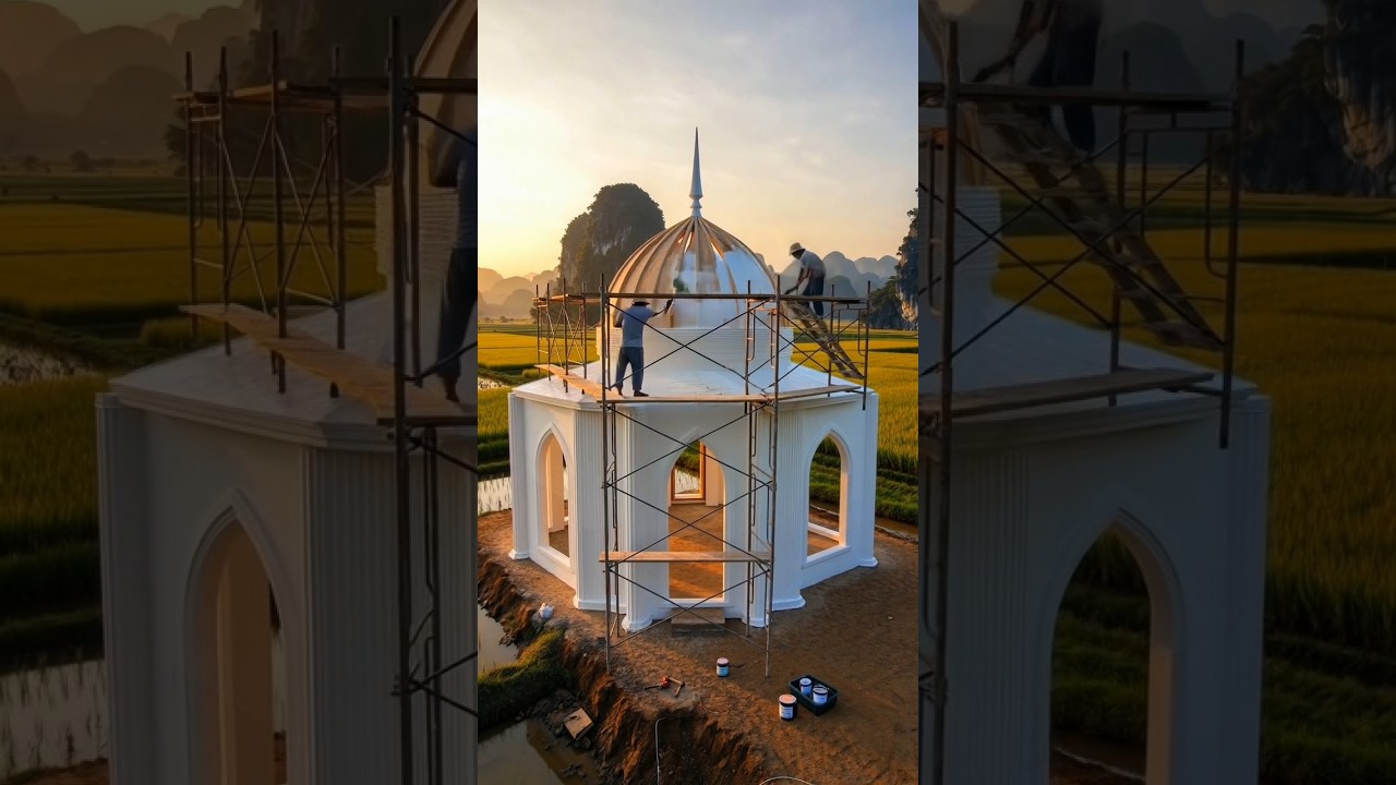 Rice Field Mosque: The Ultimate Golden Hour Transformation 🏗️✨