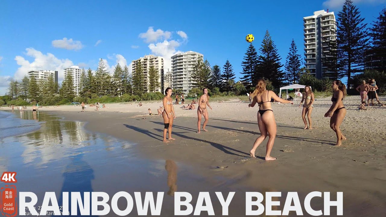 [4k] Explore Rainbow Bay Beach & Neighbourhoods Saturday 9 March 2024 | Gold Coast | QLD | Australia