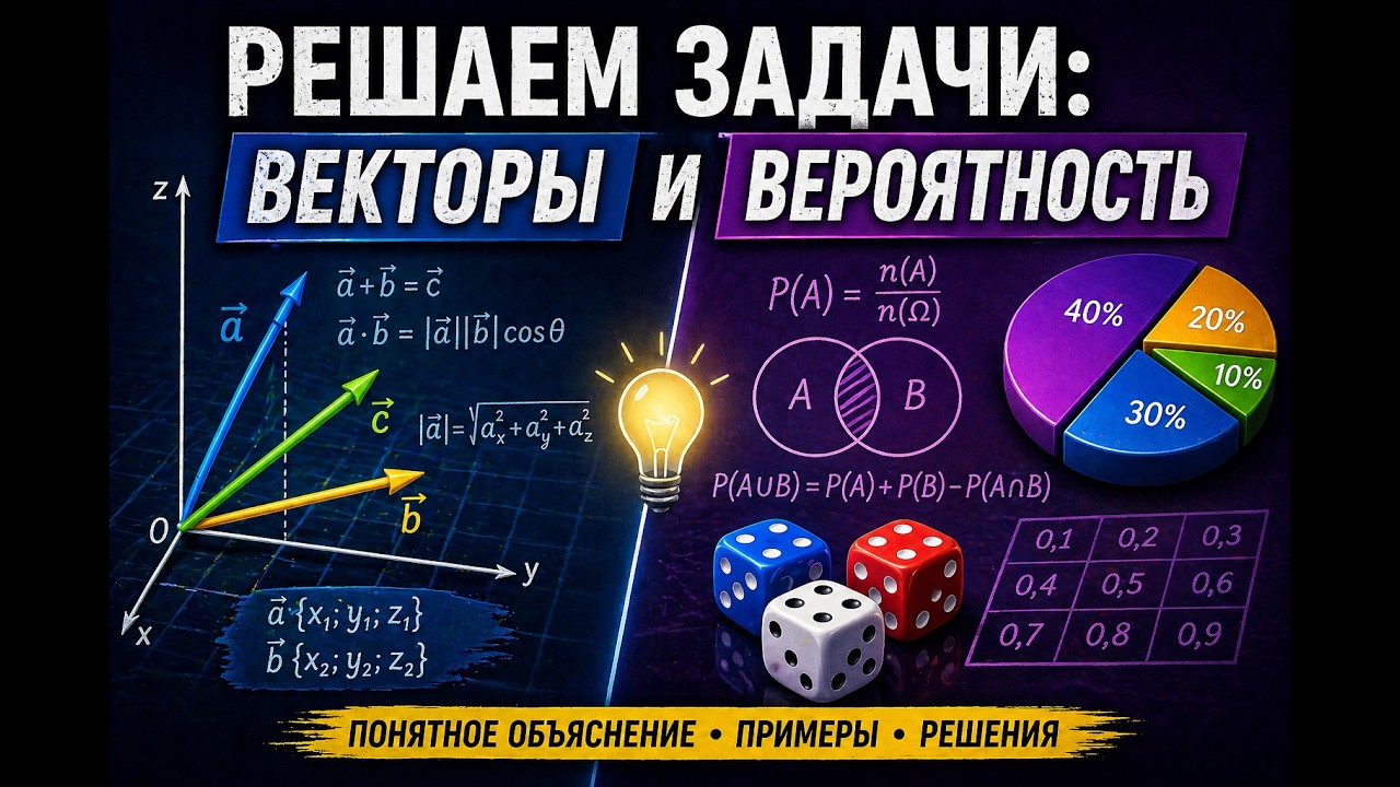 ЗАДАЧИ НА ВЕКТОРЫ. ЗАДАЧИ НА ВЕРОЯТНОСТЬ.#абитуриент #миг