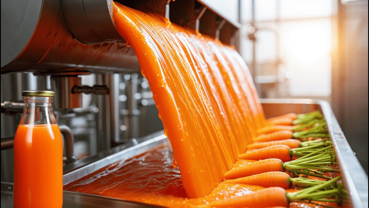 From Fresh Carrots to Bottled Juice — Inside the Carrot Juice Factory!