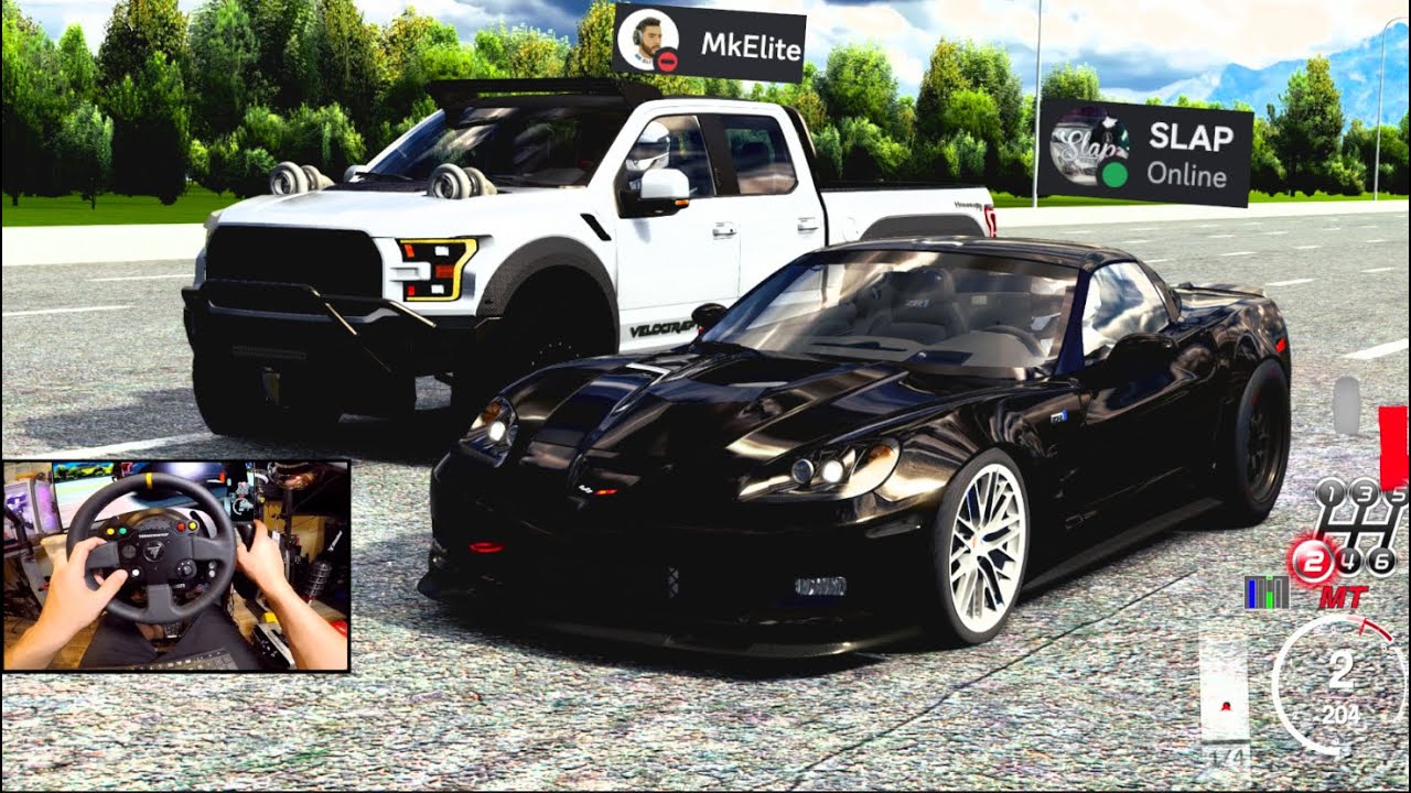 Controlling 5600hp Corvette C6 vs TWIN TURBO F150 6x6 MKELITE 12 Lane Highway SERVER!!
