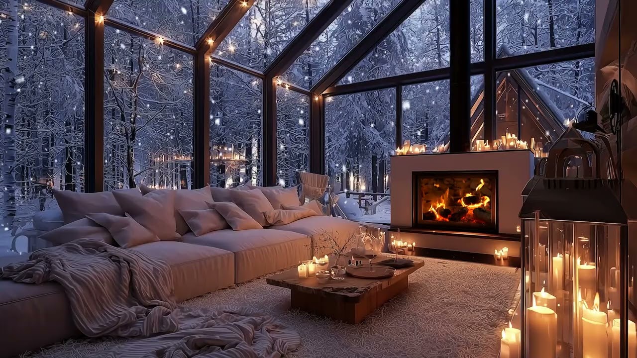 🎹 Peaceful Winter Piano ❄️ Warm Fireplace & Snow Ambience for Study, Relax & Heal