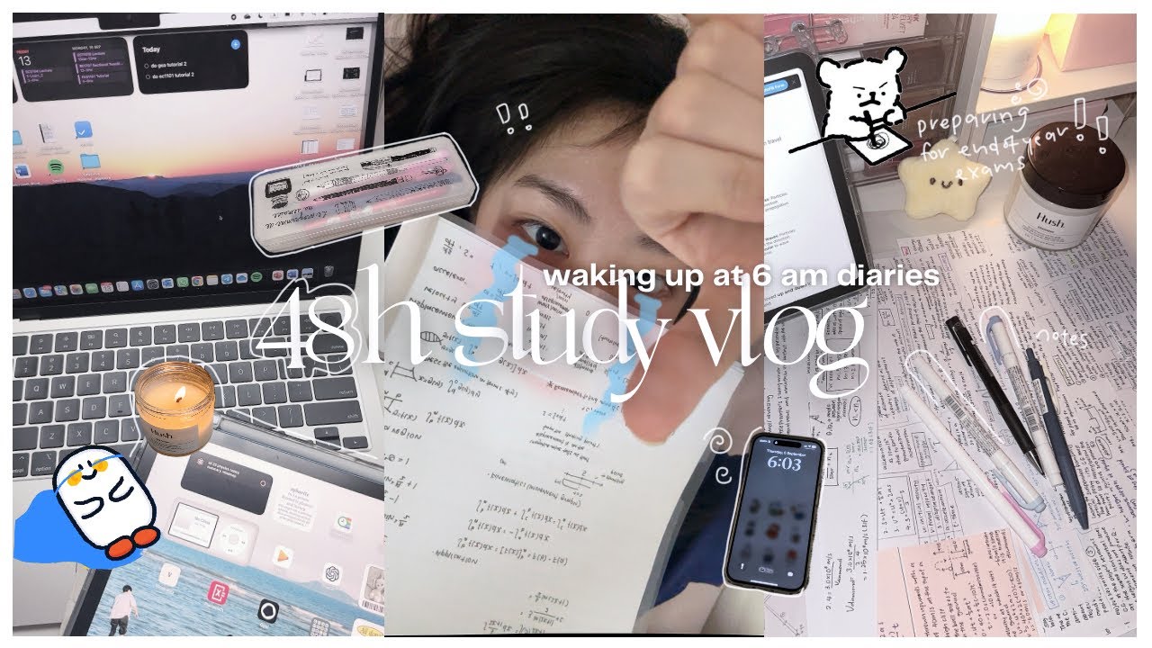 48-HOUR productive study vlog, waking up at 6am, ⏱️ lots of notes 🗒️