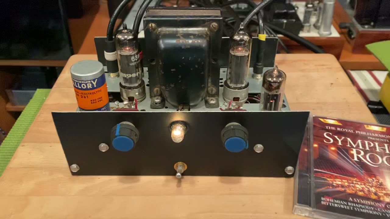DIY 6360 tube preamp with 5881 tube mono block….symphonic rock