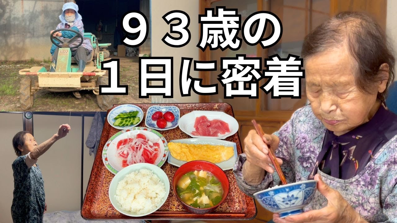 【93歳ひとり暮らし】おばあちゃんの朝から夜に密着｜３度の長寿ごはん｜大粒イチゴの収穫