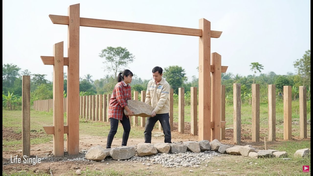 Building a Stone Gate for Huyen – De’s Special Handmade Gift