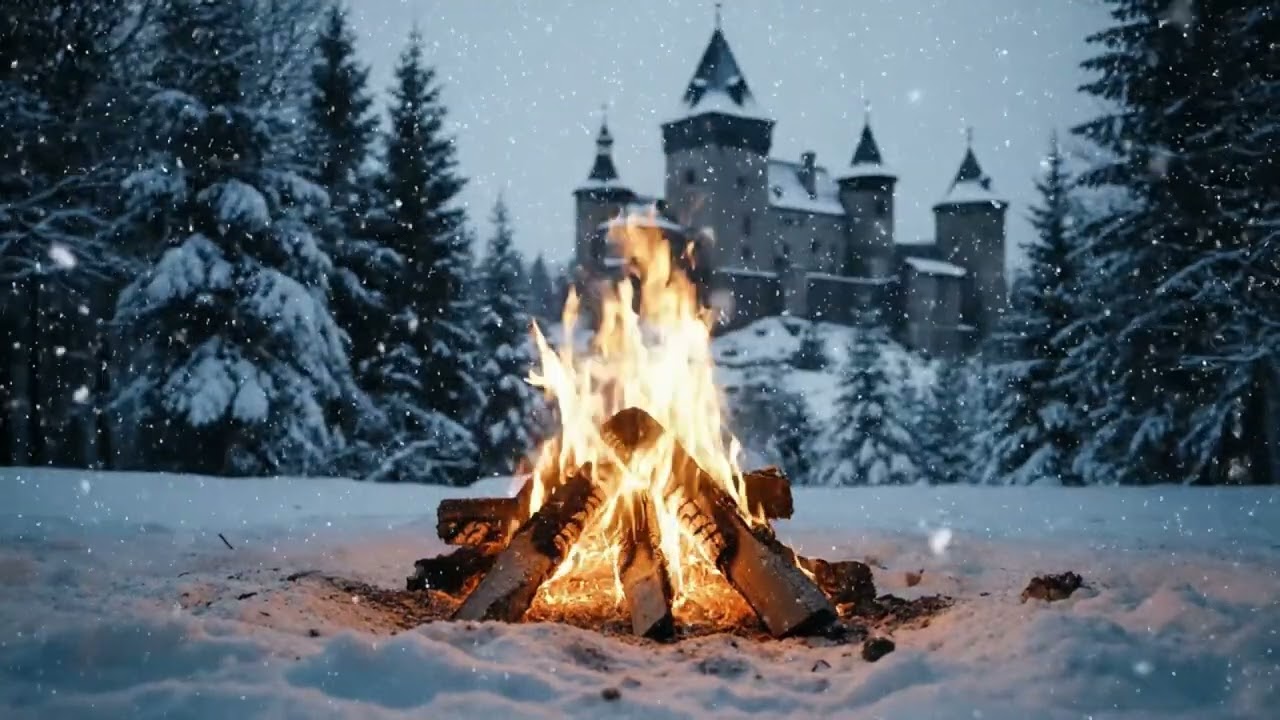 Warm Fire, Cold Stones: 4K Night by the Castle