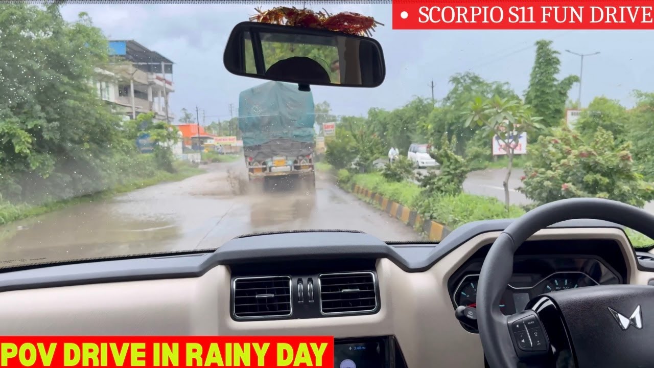 SCORPIO CLASSIC || POV DRIVE IN RAINY DAY || NEW 2025 MODAL SCORPIO S11 BOSS EDITION || 🖤🐎