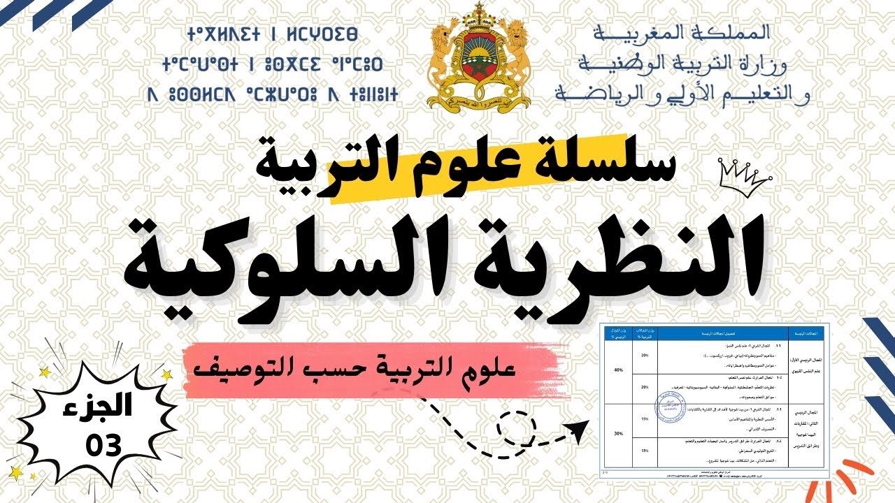 المدرسة السلوكية : نظريات المدرسة السلوكية في علوم التربية لمباراة التعليم | الجزء 3
